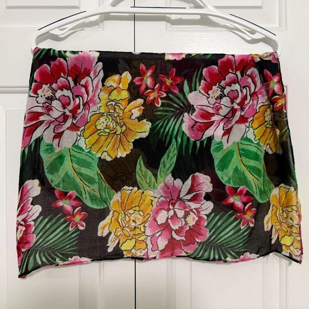 Tropical‎ Flowers with black background Scarf by Old Navy